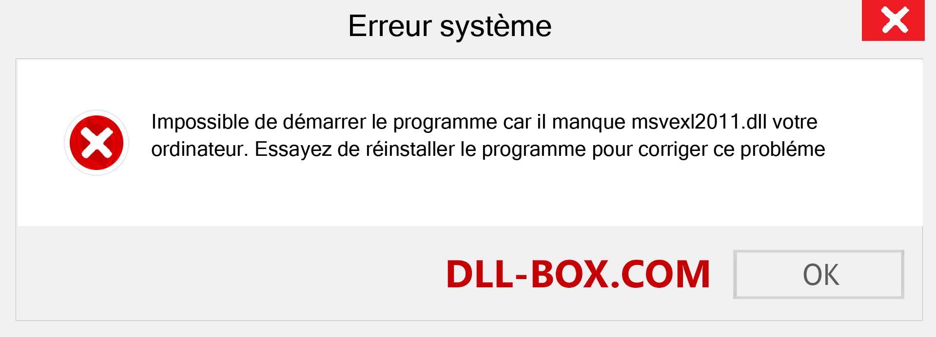 Le fichier msvexl2011.dll est manquant ?. Télécharger pour Windows 7, 8, 10 - Correction de l'erreur manquante msvexl2011 dll sur Windows, photos, images