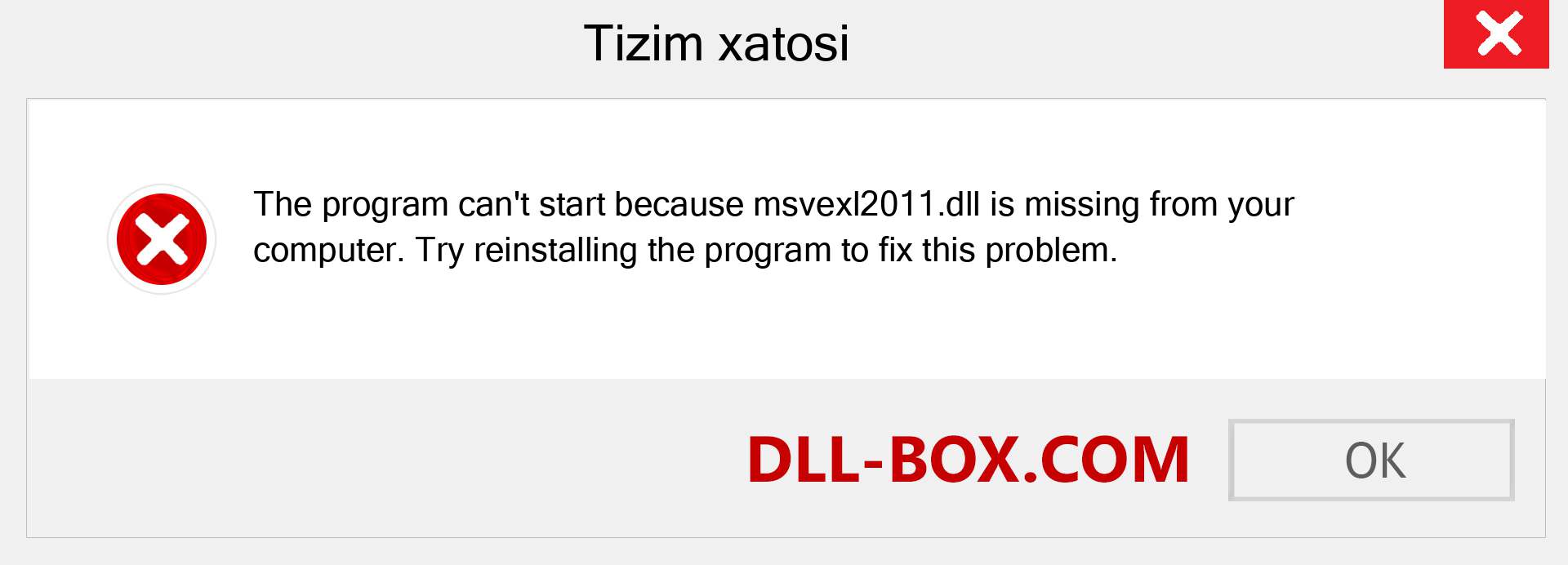 msvexl2011.dll fayli yo'qolganmi?. Windows 7, 8, 10 uchun yuklab olish - Windowsda msvexl2011 dll etishmayotgan xatoni tuzating, rasmlar, rasmlar